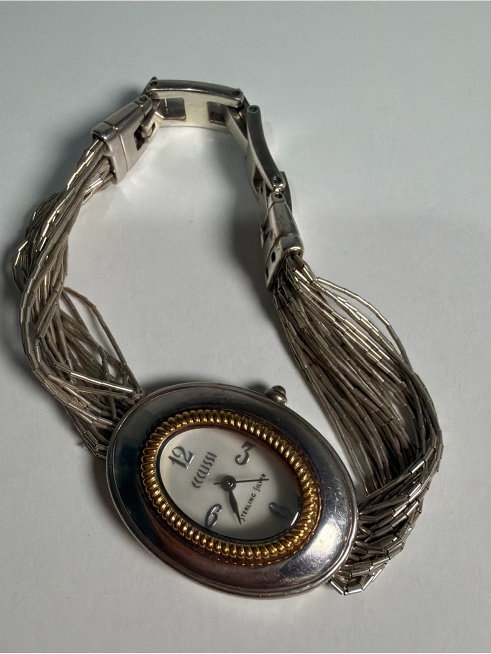 Ecclissi Vintage .925 Sterling Silver Liquid Silver Pearl Watch 32840
